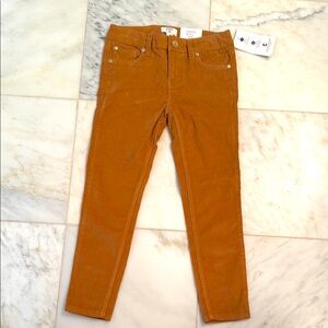 Girls Crown & Ivy Corduroy Stretch 5 Pocket Full Length Pants - Tan - Size 7 NWT